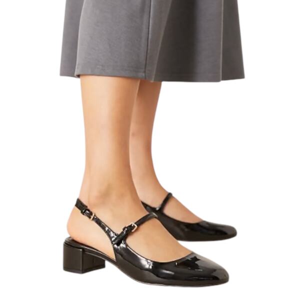 Mango Patent Leather Effect Slingback Mary Jane Pump Black Size 40 - Picture 1 of 12